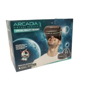 Arcadia Virtual Reality Headset Black 360 VR V1-0917 Works with Smartphone New